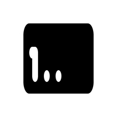 Poster - Black rectangle with rounded corners and three white circles and a white cutout on the left side