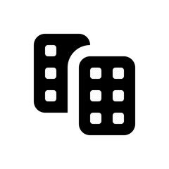 Poster - Illustration of two black domino tiles with white spots arranged in a simple and minimalist style design