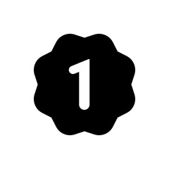 Poster - White number one on a black irregular blob shape with rounded edges and a white background illustration