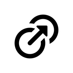 Poster - Black arrow pointing upwards inside two overlapping circles in a simple and minimalist design style icon