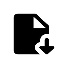 Poster - Black and white vector illustration of a document icon with a download arrow indicating file transfer 100