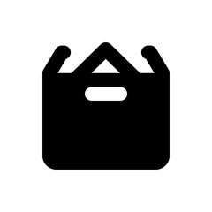 Poster - Illustration of a simple black shopping bag icon with handles and a cutout for easy carrying use design