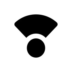 Poster - Illustration of a wifi symbol with a rounded fan shape above a solid circle in a minimalist black and white design