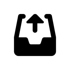 Poster - Black upload icon with arrow pointing up from a container with two handles on a white background