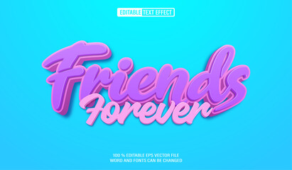 Poster - Editable 3d text style effect - Friends Forever text effect Template