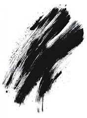 Poster - Abstract black paint splatter. Brushstrokes and splatters create a dynamic form on a white background