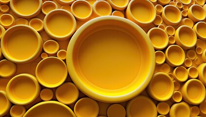 Poster - Abstract background of many concentric circles in vibrant yellow.  Detailed circles are layered, creating a 3D effect