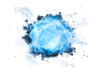 Aufkleber - Vibrant blue energy burst, swirling with smoke on a clean white background