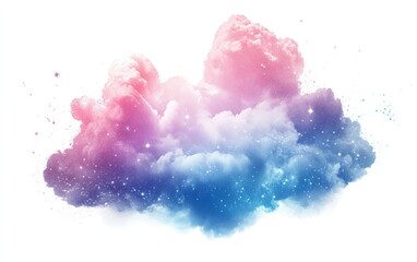 Poster - Soft, vibrant cloud, hues of pink, purple, blue, and stars. Delicate, ethereal, dreamy