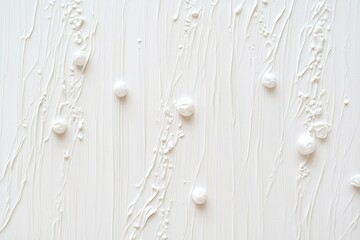 Poster - Abstract white textured surface with flowing lines and dots.  Vertical brushstrokes and circular shapes create a smooth, minimalist aesthetic