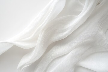 Poster - Smooth, flowing white fabric draped in soft, elegant curves.  Delicate, textured weave is visible