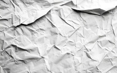 Poster - Close-up of crumpled white paper texture.  The paper has deep creases and folds, showcasing a textured surface with varying light and shadow