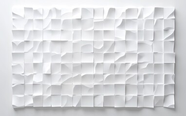 Poster - Abstract geometric pattern of white squares.  The squares are arranged in a grid and have sculpted, undulating surfaces, creating a textured, three-dimensional effect.