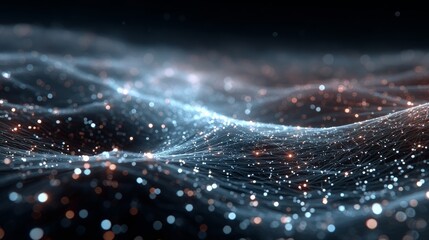 Leinwandbilder - Abstract Network Wave: A Dynamic Mesh of Light and Connection in the Digital Realm
