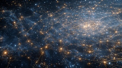Poster - Cosmic Web: An Ethereal Tapestry of Stars and Interstellar Dust Illuminated in the Vast Expanse of Deep Space.
