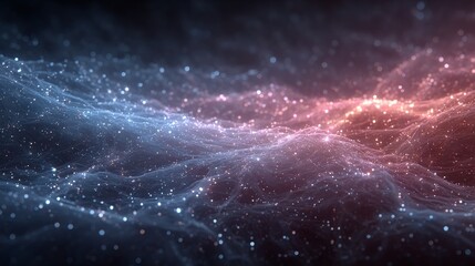 Leinwandbilder - Ethereal Landscape: A mesmerizing abstract art piece featuring glittering light particles on a dynamic, flowing surface.