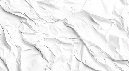 Poster - Crumpled white paper texture.  Close-up view of wrinkled paper.  Intricate folds and creases.  A  smooth, matte surface