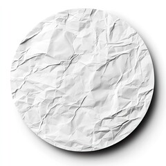 Poster - Circular crumpled white paper texture.  Detailed view of creased, wrinkled paper, forming a circle against a white background