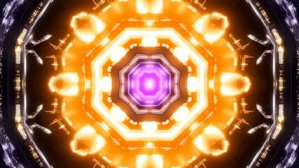 Aufkleber - Abstract Neon Lights Tunnel Kaleidoscope