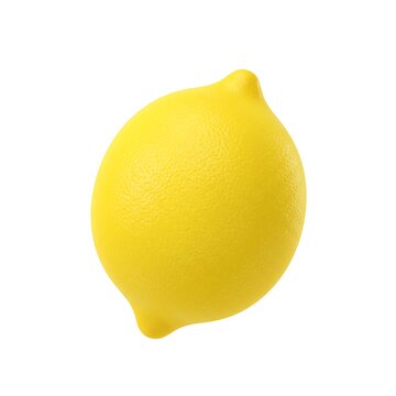 3D Bright Yellow Lemon Front View