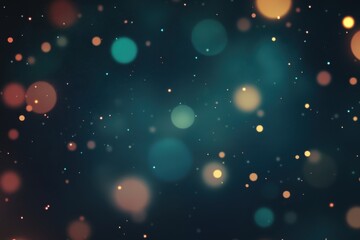Poster - Abstract Bokeh Lights Background with Teal and Orange Circles and Glowing Particles Festive Holiday Backdrop