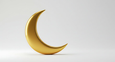 Aufkleber - Golden Crescent Moon 3D Render Minimalist Design for Islamic holidays, spirituality, and luxury concepts