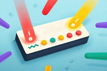Fototapete - Colorful abstract controller emitting light in a creative digital space