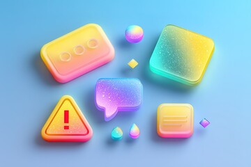 Poster - Colorful abstract design featuring modern communication icons on a vibrant gradient background during daylight hours