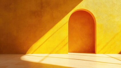 Wall Mural - sunlit yellow room with arched doorway