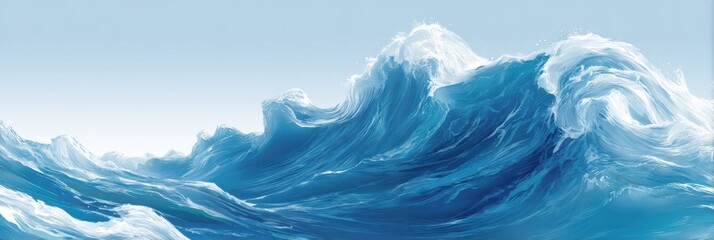 Poster - Ocean Wave Illustration Seamlessly Blending Into a Solid Banner Zone, Evoking the Dynamic Beauty of Coastal Waters and Natures Rhythm