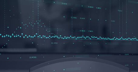 Poster - Image of data processing over blurred background