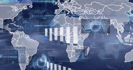 Poster - Image of data processing over blurred background