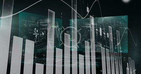 Poster - Image of data processing over black background