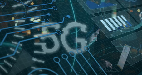 Poster - Image of financial data processing and stock market over network of connections