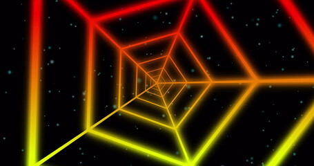Poster - Digital image of abstract shapes moving against black background
