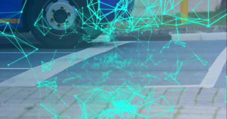 Poster - image of text with globe and network of connections
