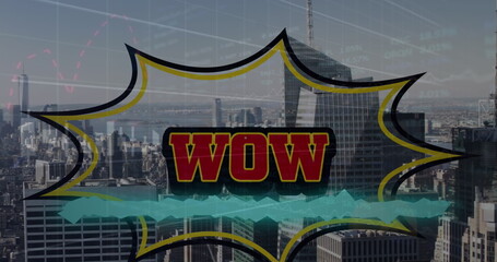 Poster - Image of financial graphs and wow over cityscape