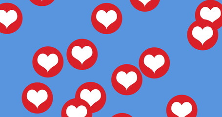 Poster - Image of hearts floating over blue background