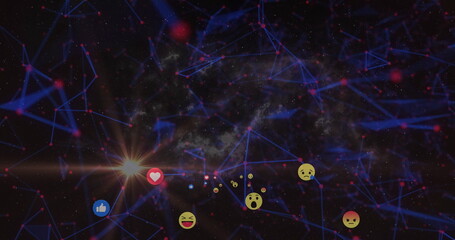 Poster - image of network of connections with spots over data processing