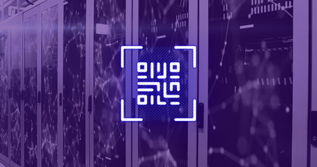 Poster - image of qr code over server room