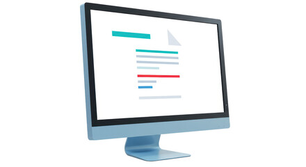 Isolated Computer Monitor with Document on Screen