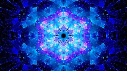 Poster - Abstract Kaleidoscopic Pattern in Blue and Purple