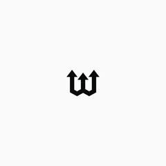 Poster - Minimal Letter W Arrow Crown Logo with White background. 