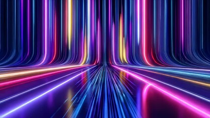 Poster - Abstract Neon Light Tunnel
