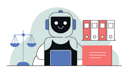 Poster - robot character assistant provide legal advice artificial intelligence technology in law law justice tax concept vector illustration 36907205 2