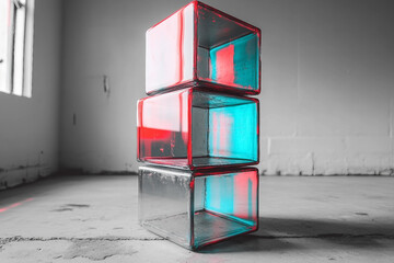 Poster - Abstract curved elements, 3d render made generative AI