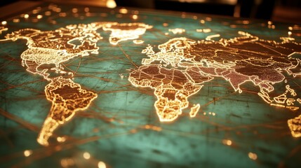 Poster - Exploring the illuminated world map global cartography digital display artistic design nighttime view geographical concept
