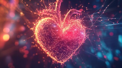 Poster - Dynamic heart animation digital art abstract colorful display virtual environment love concept for engagement