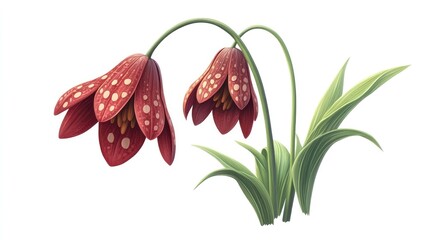 Wall Mural - Enchanting Fritillary Flowers Blooming in Lush Green Meadow Amidst Vibrant Nature Backdrop