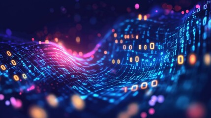 Poster - Digital wave of data transformation virtual environment abstract graphic futuristic viewpoint